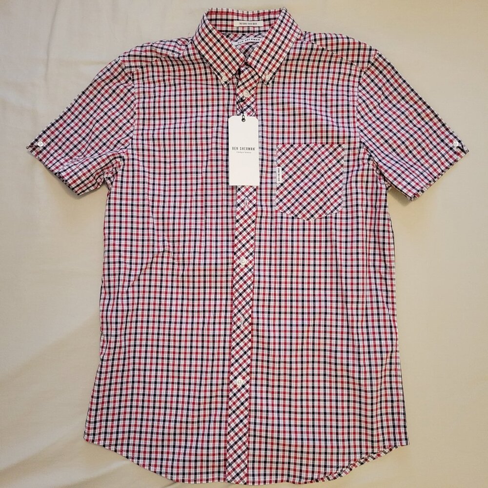 BEN SHERMAN - SIGNATURE HOUSE CHECK - SHORT-SLEEVE SHIRT - RED/BLUE